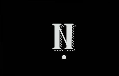 N siyah ve beyaz alfabe harfi simgesi. İş ya da şirket için tasarım