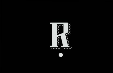 R siyah ve beyaz alfabe harfleri simgesi. İş ya da şirket için tasarım