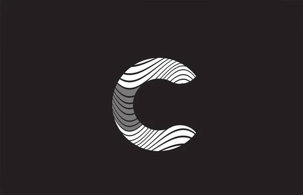 Preto Branco Linhas Alfabeto Letra Logotipo Ícone Design Modelo Criativo — Vetor de Stock
