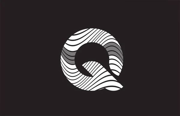Preto Branco Linhas Alfabeto Letra Logotipo Ícone Design Modelo Criativo —  Vetores de Stock