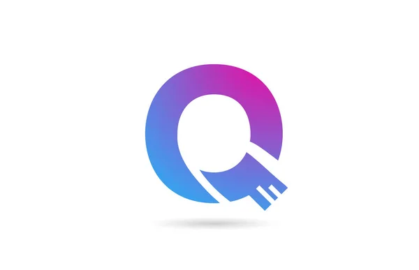 ビジネスや企業のためのQアルファベット文字のロゴ アイコンデザインのためのピンクブルーのテンプレート — ストックベクタ