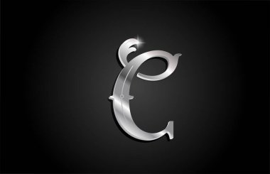 Gümüş metal alfabe harf simgesi tasarımı. Gri renkli işletme veya şirket için yaratıcı şablon