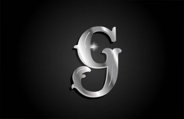 Gümüş metal G alfabesi harf simgesi tasarımı. Gri renkli işletme veya şirket için yaratıcı şablon