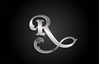 Gümüş metal R alfabe harfi logo ikonu tasarımı. Gri renkli işletme veya şirket için yaratıcı şablon
