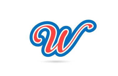 kırmızı mavi el yazısı W alfabesi harfi logo simgesi tasarımı. İş ve şirket için yaratıcı şablon