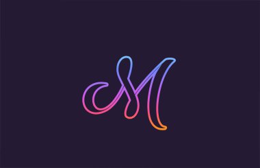 M alfabesi harfi logo simgesi tasarımı. Renkli çizgi rengine sahip iş ve şirket için yaratıcı şablon
