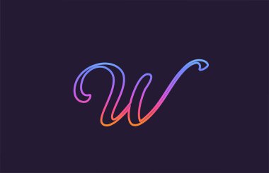 W alfabesi harfi logo simgesi tasarımı. Renkli çizgi rengine sahip iş ve şirket için yaratıcı şablon