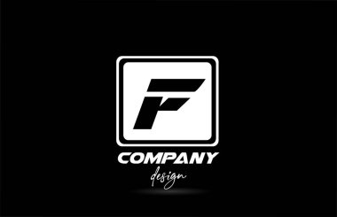 Kare F alfabe harf simgesi simgesi ve siyah-beyaz tasarımı. Şirket ve iş için yaratıcı şablon 