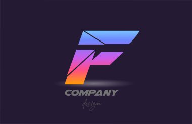 Dilimlenmiş stil ve renkli tasarımı olan F alfabesi harfi logo simgesi. Şirket ve iş için yaratıcı şablon 