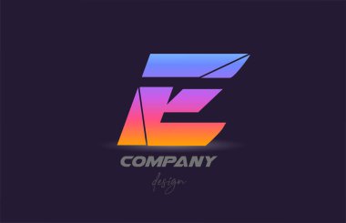 Dilimlenmiş stil ve renkli tasarımlı E harfli logo simgesi. Şirket ve iş için yaratıcı şablon 