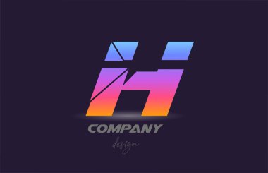 Dilimlenmiş stil ve renkli tasarımlı H harfli logo simgesi. Şirket ve iş için yaratıcı şablon 
