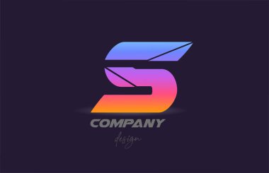 Dilimlenmiş stil ve renkli tasarımlı S alfabesi harfi logo simgesi. Şirket ve iş için yaratıcı şablon 