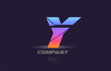 Dilimlenmiş stil ve renkli tasarımı olan Y alfabesi harfi logo simgesi. Şirket ve iş için yaratıcı şablon 