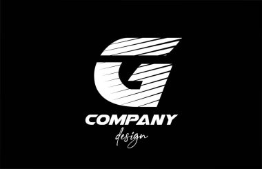Siyah ve beyaz renkli G alfabesi harfi simge tasarımı. Dilimlenmiş cesur stili olan şirket ve iş için yaratıcı bir şablon