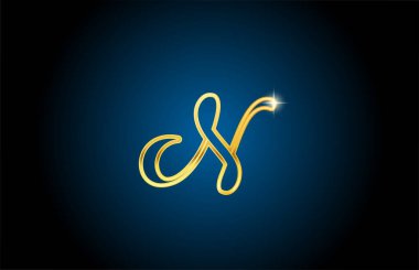 Altın çizgi N alfabesi harfi logo simgesi tasarımı. Şirket ve iş için yaratıcı lüks şablon