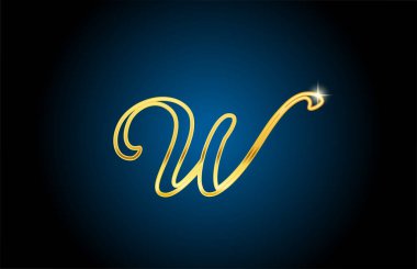 Altın çizgi W alfabesi harfi logo ikonu tasarımı. Şirket ve iş için yaratıcı lüks şablon