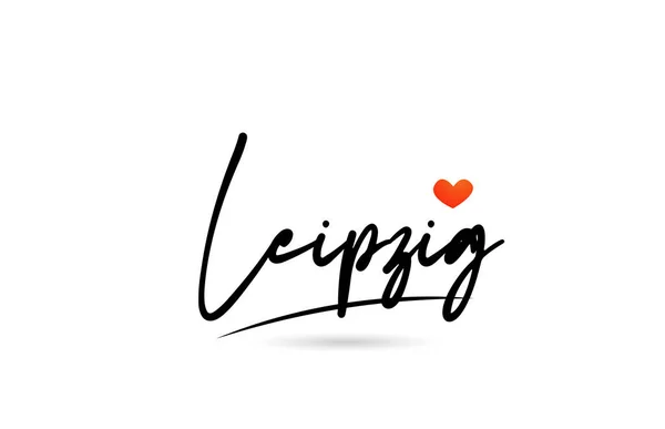 Leipzig Texto Cidade Com Design Coração Amor Vermelho Tipografia Design —  Vetores de Stock