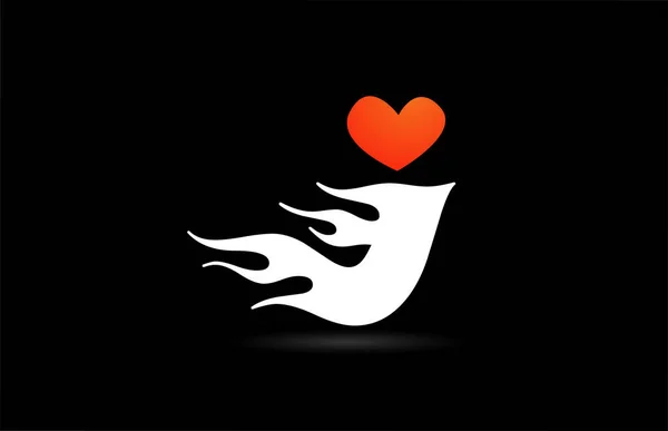 アルファベットJの文字ロゴのアイコンデザイン 愛の炎とビジネスのための創造的なテンプレート — ストックベクタ