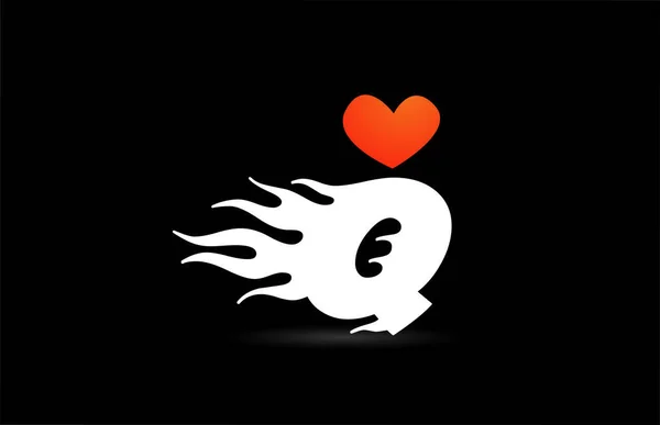 アルファベットQ文字のロゴアイコンデザイン 愛の炎とビジネスのための創造的なテンプレート — ストックベクタ
