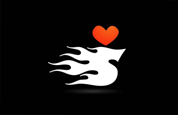 アルファベットS文字のロゴアイコンデザイン 愛の炎とビジネスのための創造的なテンプレート — ストックベクタ