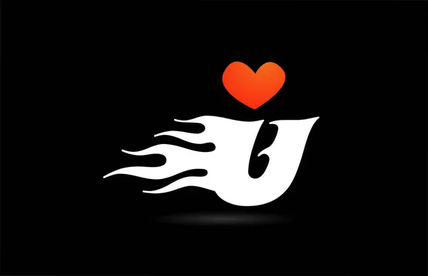 アルファベットU文字のロゴアイコンのデザイン 愛の炎とビジネスのための創造的なテンプレート — ストックベクタ