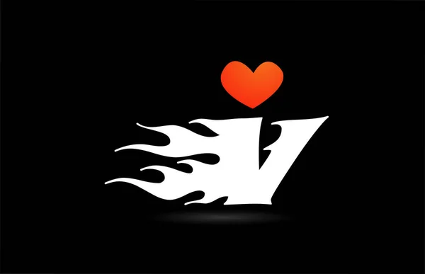 アルファベットV文字のロゴアイコンデザイン 愛の炎とビジネスのための創造的なテンプレート — ストックベクタ