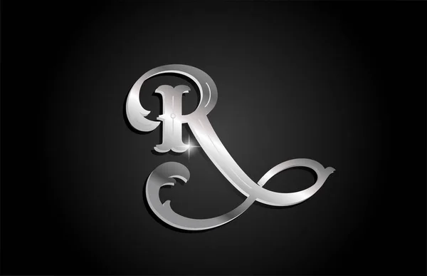 Métal Argenté Lettre Alphabet Logo Icône Design Modèle Créatif Pour — Image vectorielle