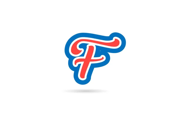 Rood Blauw Handgeschreven Alfabet Letter Logo Pictogram Ontwerp Creatieve Template — Stockvector
