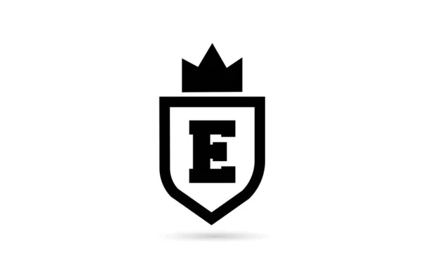 Black White Alphabet Letter Logo Icon Shield King Crown Design — Stock Vector