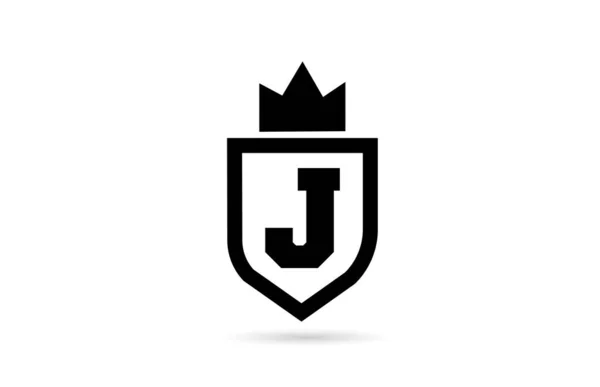 Preto Branco Alfabeto Letra Logotipo Ícone Com Escudo Design Coroa —  Vetores de Stock