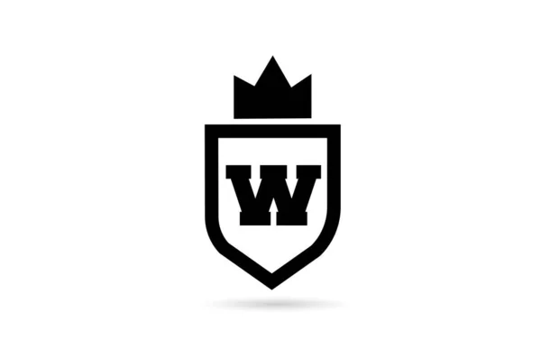 Чорно Біла Піктограма Літери Логотипом Щита Королівської Корони Креативний Шаблон — стоковий вектор