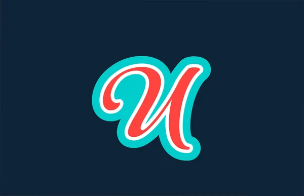 Rouge Vert Écrit Main Lettre Alphabet Logo Icône Design Modèle — Image vectorielle