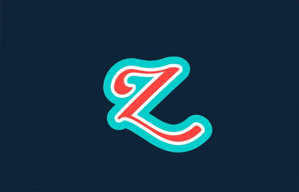 レッドグリーン手書きZアルファベット文字ロゴアイコンデザイン ビジネスと会社のための創造的なテンプレート — ストックベクタ