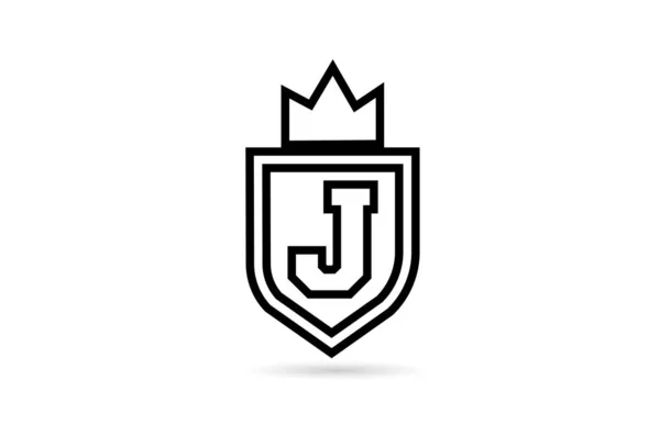 Preto Branco Alfabeto Letra Logotipo Ícone Com Escudo Design Linha —  Vetores de Stock