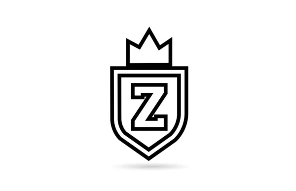 Schwarz Weißes Alphabet Buchstabe Logo Symbol Mit Schild Und König — Stockvektor