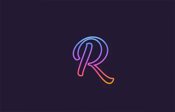 Rアルファベット文字ロゴアイコンデザイン ビジネスやカラフルなラインカラーの会社のための創造的なテンプレート — ストックベクタ