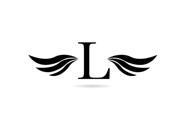 Kanatlı Alfabesi Harfi Logo Tasarımı Şirket Için Siyah Beyaz Yaratıcı — Stok Vektör