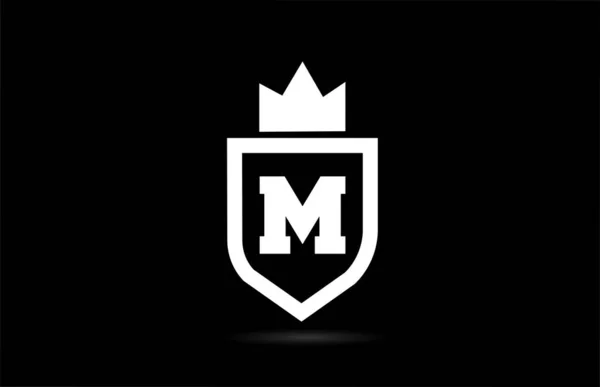 M字母表图标与王冠设计 白色和黑色的商业和公司创意模板 — 图库矢量图片