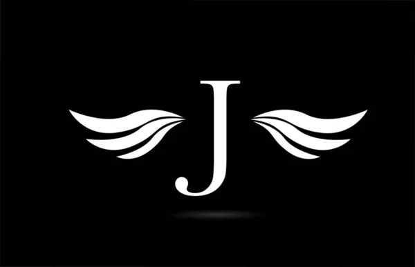 Чорно Біла Абетка Літери Значок Логотипу Дизайном Крил Креативний Шаблон — стоковий вектор