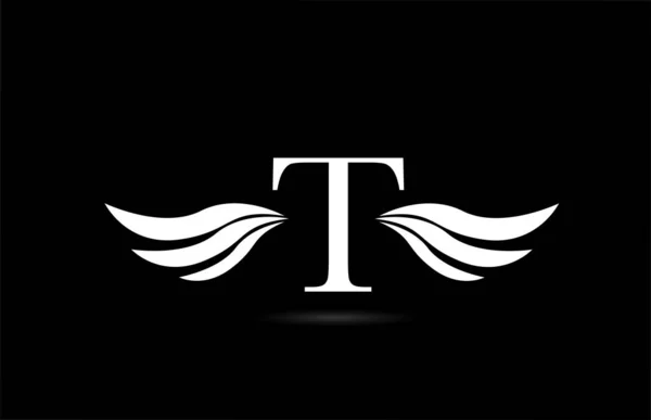 Schwarz Weißes Buchstaben Buchstabe Logo Symbol Mit Flügeln Design Kreative — Stockvektor