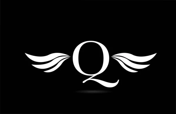Zwart Wit Alfabet Letter Logo Pictogram Met Vleugels Ontwerp Creatieve — Stockvector