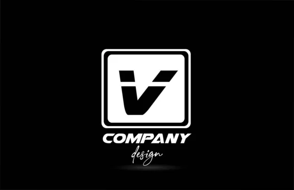 正方形V字母标识图标与黑白设计 公司和企业的创意模板 — 图库矢量图片