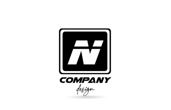N字母表标志图标与黑白设计和正方形 商业和公司的创意模板 — 图库矢量图片