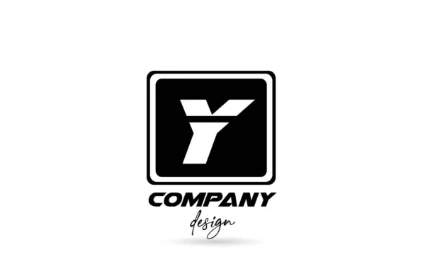 Icône Logo Lettre Alphabet Avec Design Noir Blanc Carré Modèle — Image vectorielle