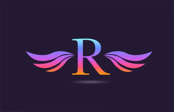 Coloré Lettre Alphabet Logo Icône Design Avec Des Ailes Modèle — Image vectorielle