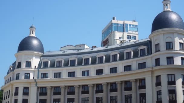 Архитектурное Здание Бухаресте Румыния Ориентир Крупным Планом — стоковое видео