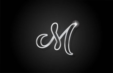 Gri çizgi M alfabe harfi logo simgesi. Şirket ve iş dünyası için yaratıcı tasarım
