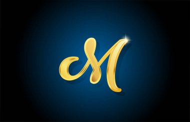 Altın altın harfli M alfabesi logo ikonu tasarımı. İş ve şirket için yaratıcı lüks şablon
