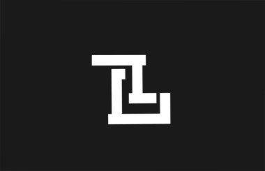 Satır dizaynlı L alfabesi harfi simgesi. Beyaz ve siyah olarak iş ve şirket için yaratıcı şablon