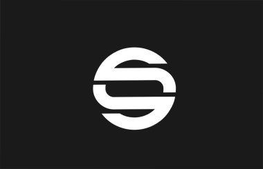 Satır dizaynlı S alfabesi harfi simgesi. Beyaz ve siyah olarak iş ve şirket için yaratıcı şablon